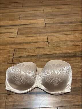 Soma Stunning Support Strapless Bra 36G Nude Beige Lace